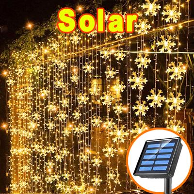 Luci di Natale a forma di fiocco di neve solari impermeabili Luci a stringa da esterno con 8 modalità per albero di Natale Festa di Natale Decorazione per la casa