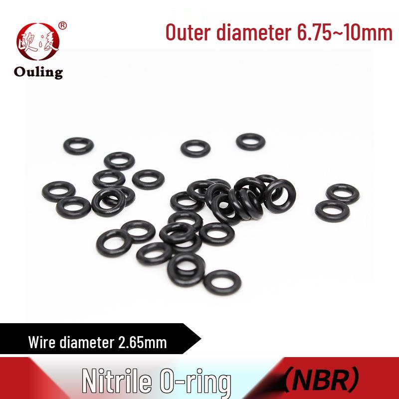 Oil-Resistant Waterproof Nitrile O-Ring, Inner Diameter Options: 6.75-10mm, Thickness: 2.65mm.