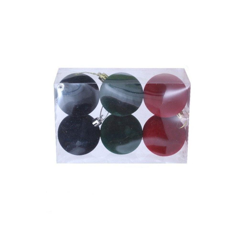 6Pcs/set Shatterproof Flocked Christmas Ball Pendant Xmas Tree Hanging Ornament  Home New Year Decor