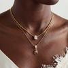 Elegante zweilagige Wassertropfen-Diamant-Anhänger-Halskette mit goldener Schlangenkette – Nischen-Luxus-Stil-Accessoires