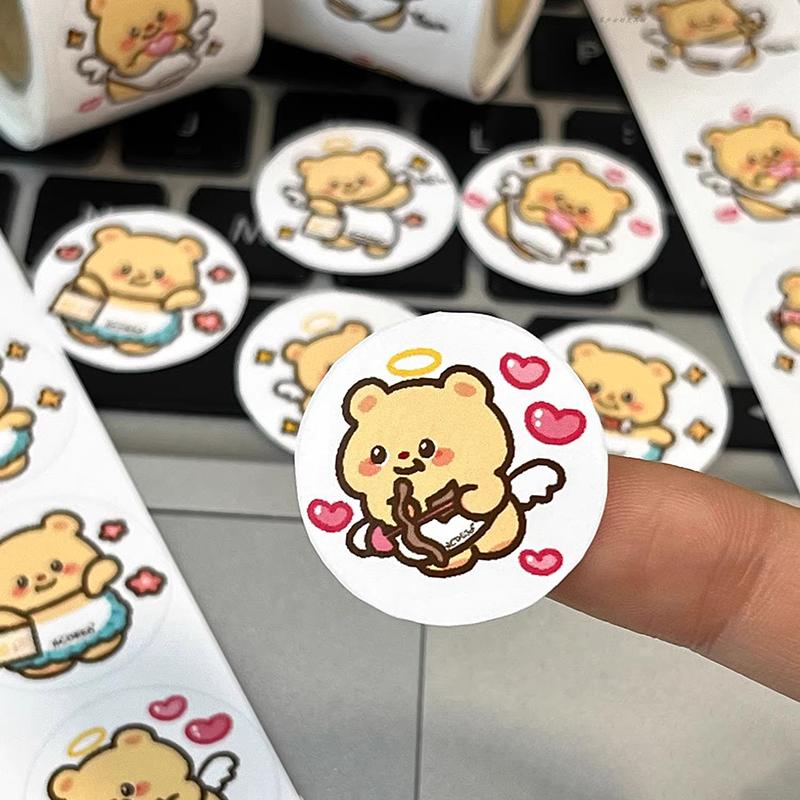 500Pcs Self Adhesive Diy Decoration Butter Bear Cartoon Animal Cute Waterproof Decorative Sticker Tablet Phone Case Sticker