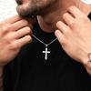 Vnox Stainless Steel Four-Pointed Star Cross Necklace with Diamonds, 27.5x45.6mm Pendant Link Chain, Durable Men's Jewelry Gifts