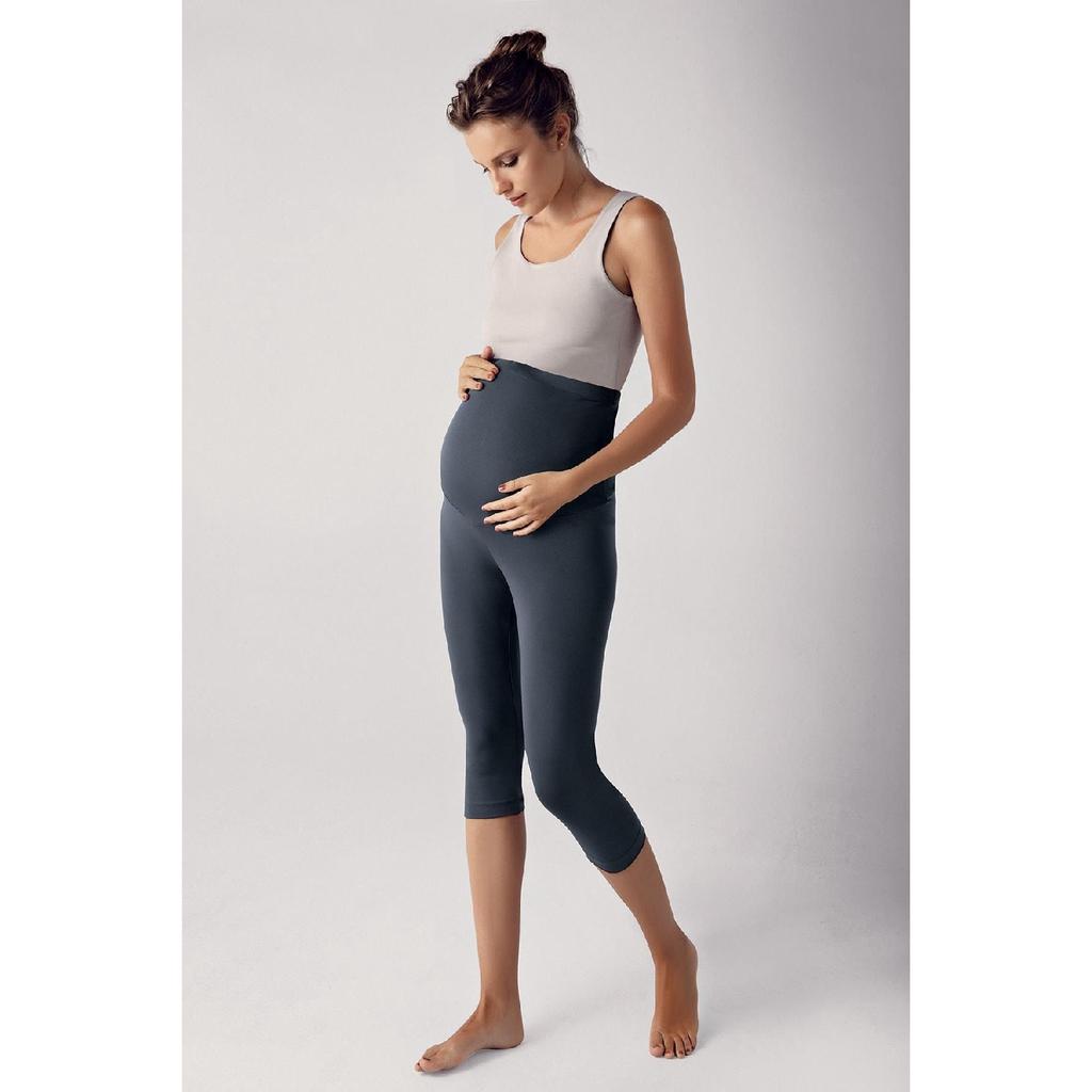 Adjustable High Waist Flexible Gathering Below Knee Capri Maternity Tights T08