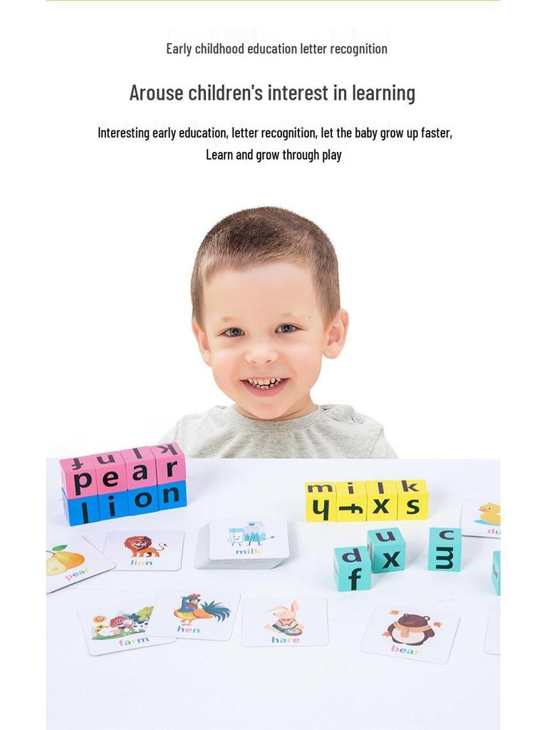 Kids' Spelling Puzzle: Wooden Alphabet Block Game for Early Learning and Intellectual Development