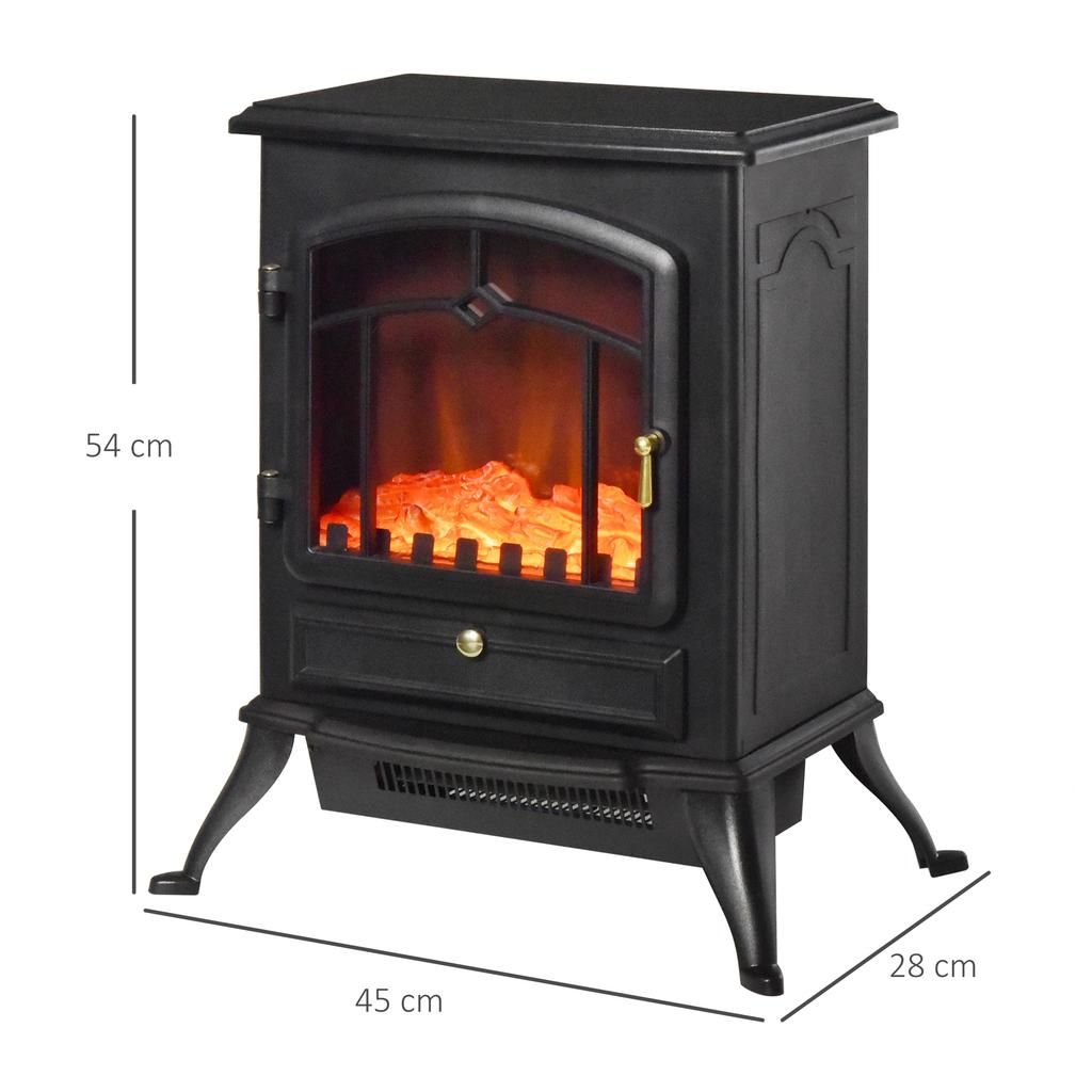 Decorative Fireplace, Flame Effect, Thermostat, Overheat Protection, 45 x 28 x 54 cm, Black