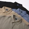 Original Foreign Trade Surplus Ice Silk Cool-Touch Summer Men's Retro Casual Turn-Down Collar Solid Color Short-Sleeve Shirt