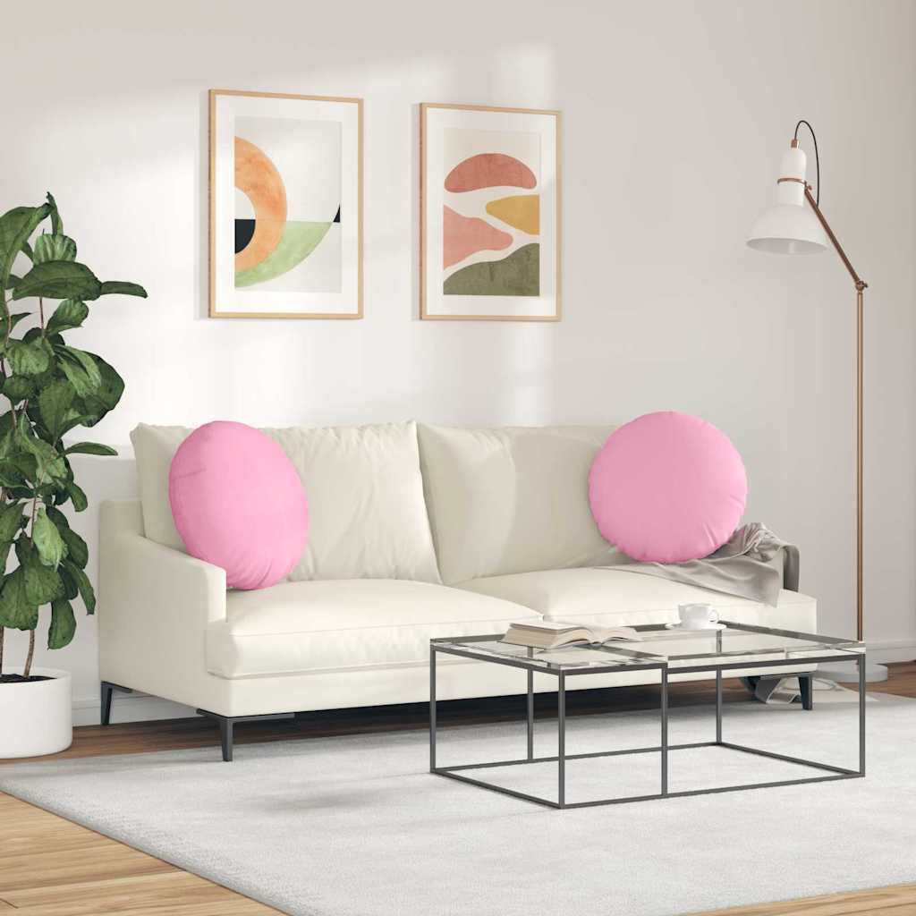 Seat Cushion 2 Pcs Pink Ø50 X 19 Cm Fabric