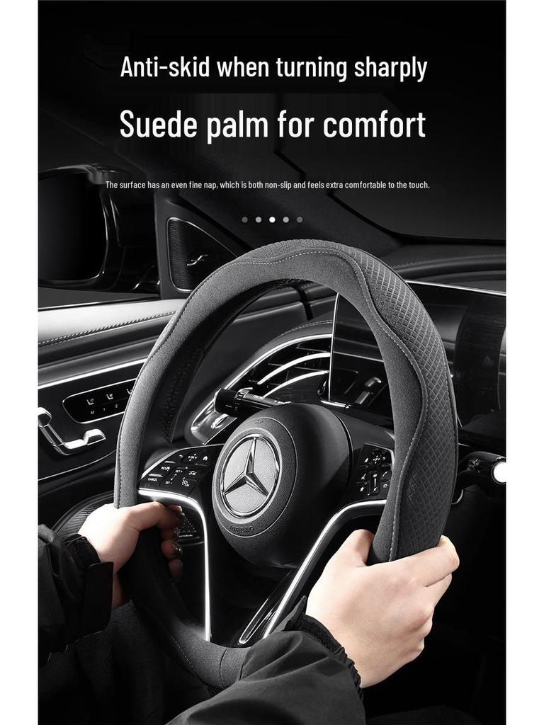 Ultratunt Mockaskinn Rattöverdrag: Andningsbar, Halkfri, Svettabsorberande, Året-runt Universell Passform.