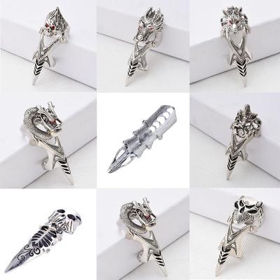Anello Teschio di Drago Dominante: Gioielli da uomo alla moda con design ad anello snodabile a 8 giunti