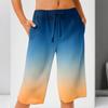 Women's Summer Elasticated Tie Waist Gradient Colour Cotton Linen Loose Shorts