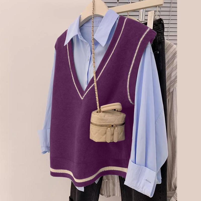 

ZANZEA Женские повседневные топы без рукавов с V-образным вырезом L фиолетовый