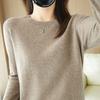 Round-neck Sweater Large-sized Loose Knitted Sweater for Women Base Layer Long-sleeved Solid-color Pullover Spring and Autumn