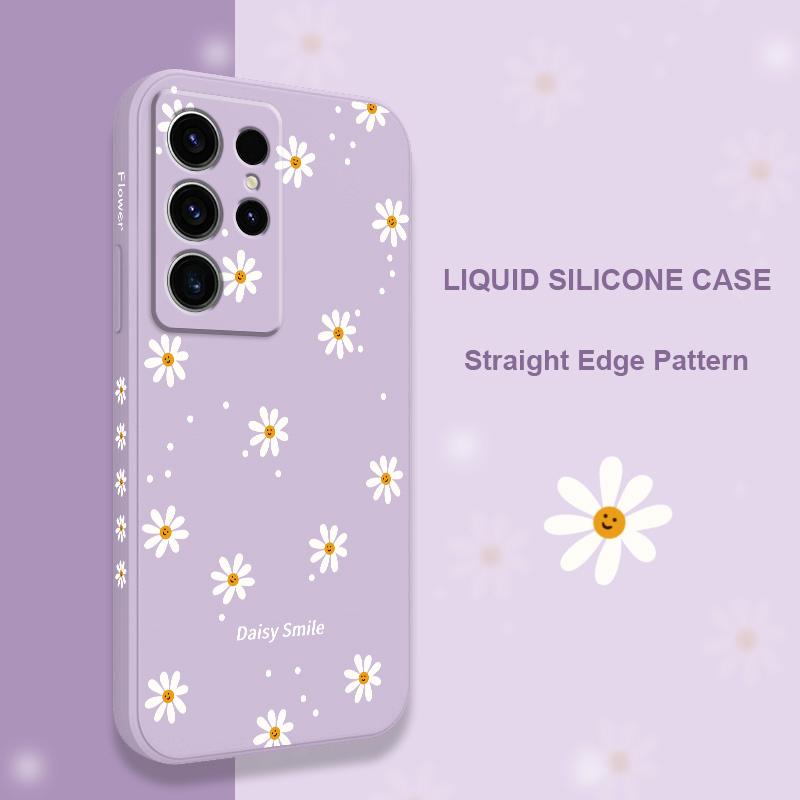 Smiling Daisy Phone Case For Samsung Galaxy S25 S24 S23 S22 S21 S20 S10 S10E Ultra Plus FE Note 20 Ultra Plus Cover