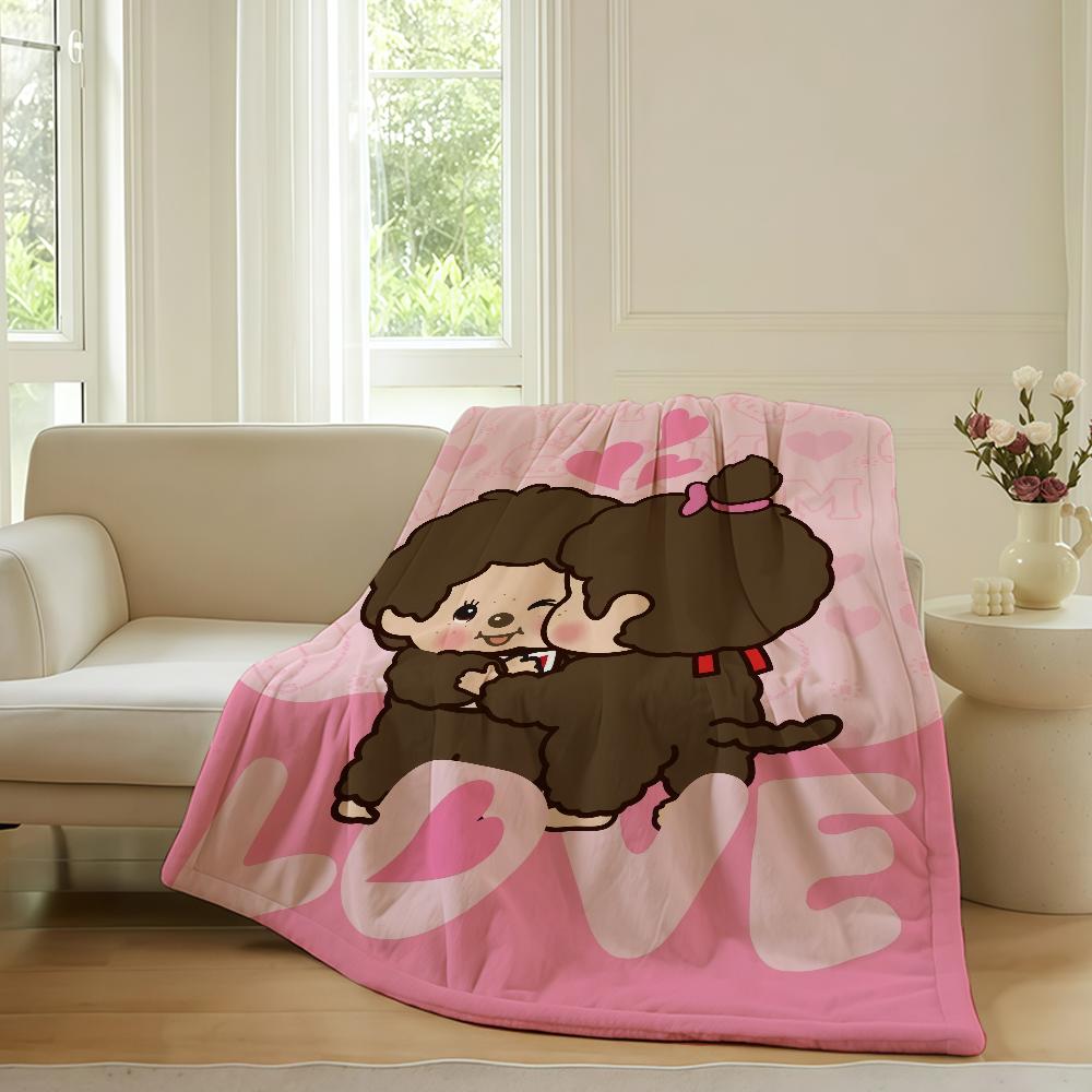 Cartoon-Decke Warm Weich Geeignet für Schlafzimmer Sofa Bett Wohnzimmer Büro Reisen M-Monchhichis-S Kawaii Camping Geschenke