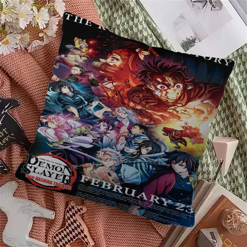 Demon Slayer Cushion Cover Inches Farmhouse Decor Home Throw Pillow Covers For Couch Decorations