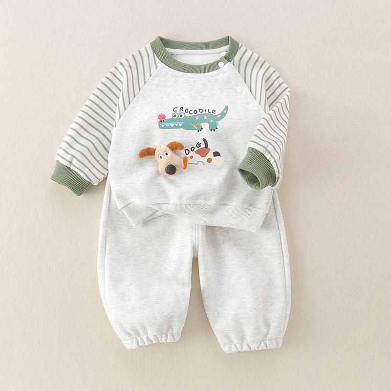 2025 Infant & Toddler Stylish Two-Piece Hoodie Set for 1-Year-Old Boys - Spring/Autumn Clothing