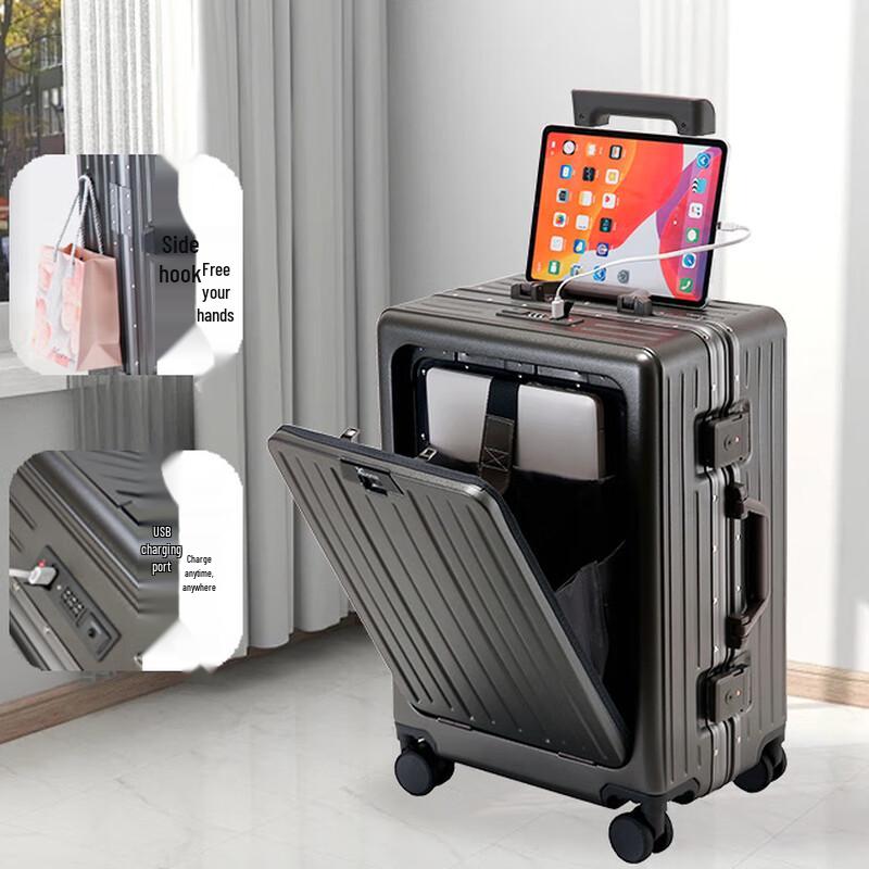 KUAICHI Aluminum Frame Front Opening Lightweight Hardside Luggage
