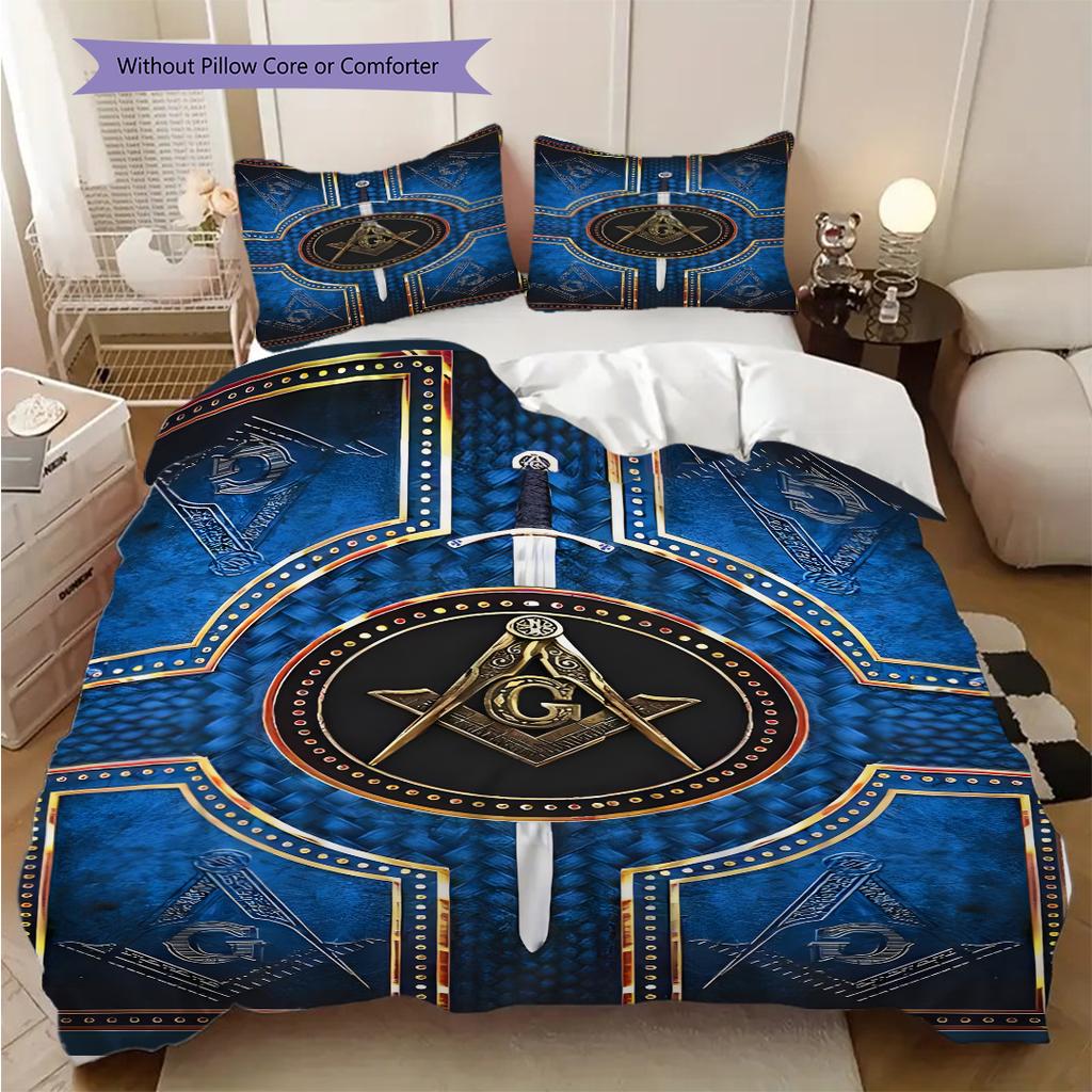 Recognized Freemasonry bedding, duvet cover, pillowcase, home decoration, birthday gift (1 * duvet cover+2 * pillowcase, coreless)