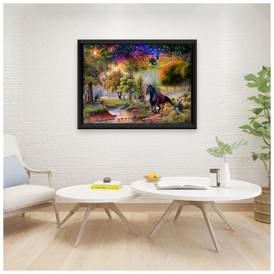 5D DIY Diamond Painting Horse Cross Stitch Kit Full Drill Round Embroidery Mosaic Art Picture of Rhinestones Gift Home Decor