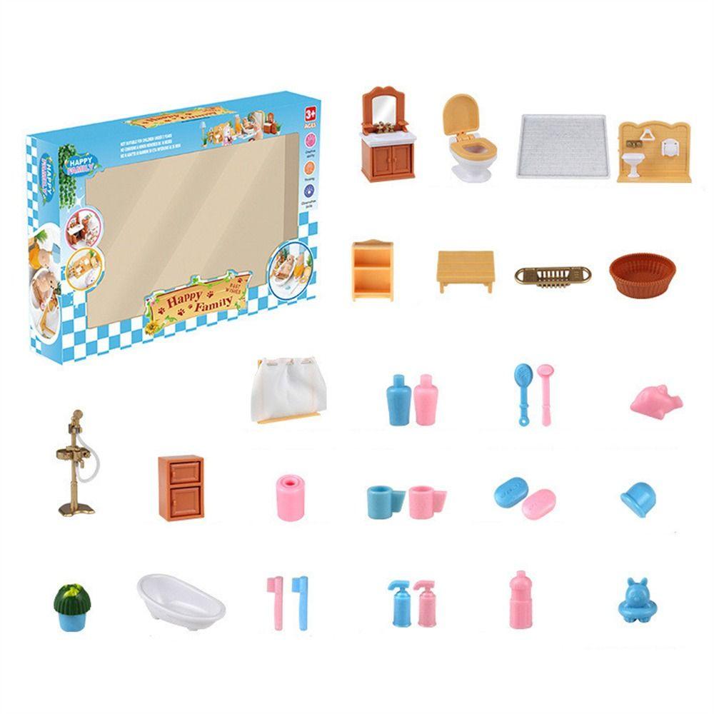 For Children Bathroom Dollhouse Furniture Kitchen Cooking Toy Pretend Play Toy Miniature Furniture