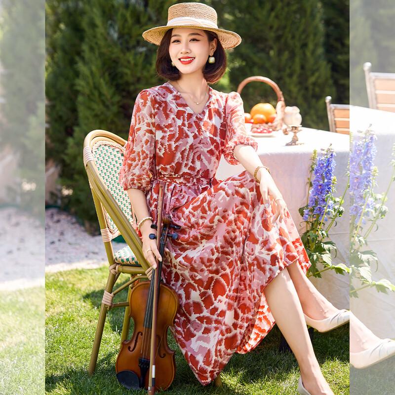 Qianlian Women s Summer Elegant A-Line Dress 3XL