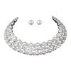 Imitation Pearl Necklace Earrings Bridal Wedding Pearl Rhinestone Neck Chain Stud Earrings Set Jewelry Women