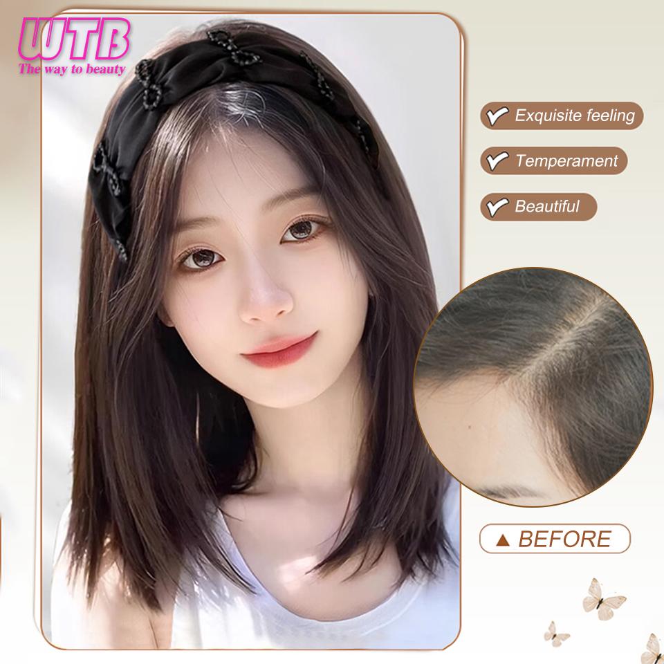 WTB Synthetische Haarband-Pony-Perücke, integrierte Halbperücke für Damen, natürliche unsichtbare Haarband-Perücke