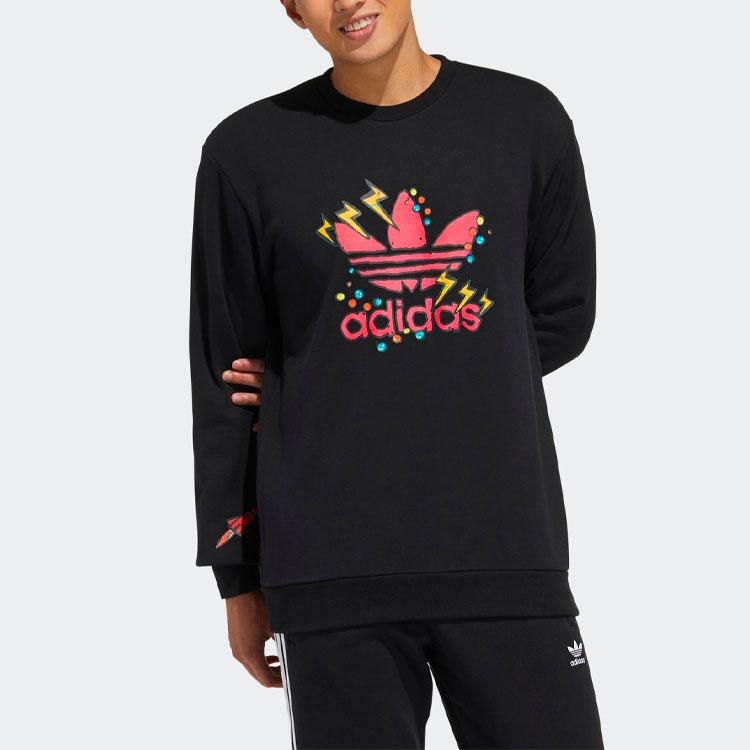 Adidas Originals Clover Fangtastic Series Disney Mickey Print Sport Crew Neck Sweatshirt Men Tops Black H37058