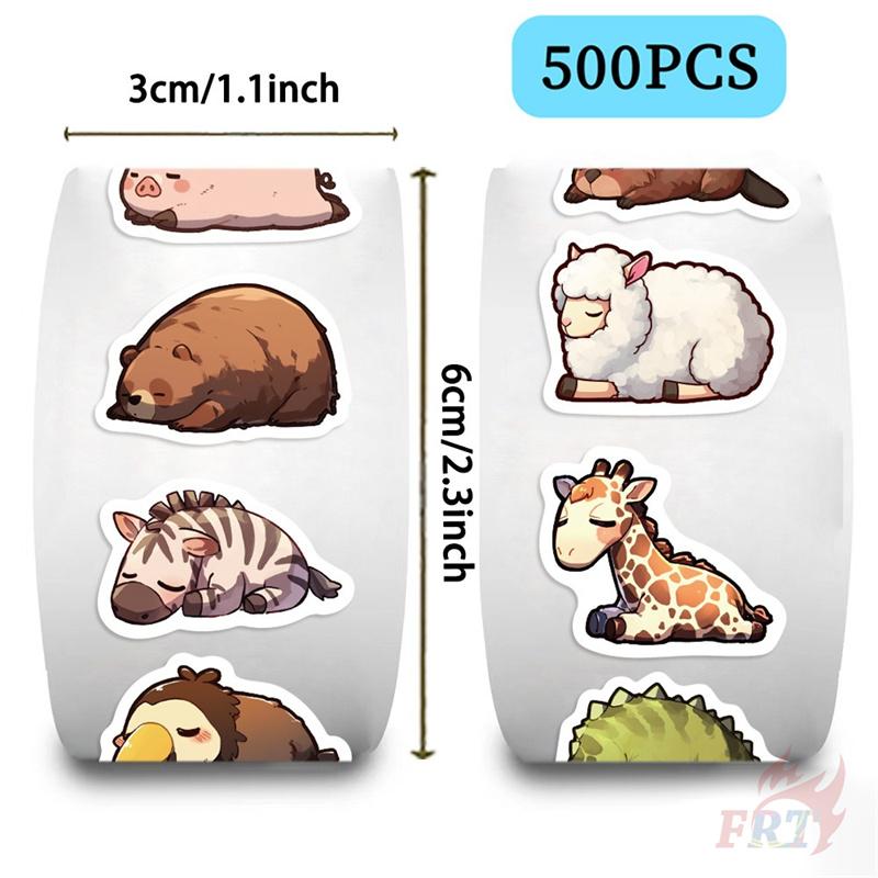 500Pcs/Roll Sleeping Animals Series 02 Kids Rewards Stickers - DIY Scrapbooks Album Decor Sealing Label Decals