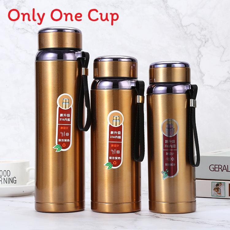 Stainless Steel Insulated Travel Mug With Tea Separator And Carrying Rope For Outdoor Use