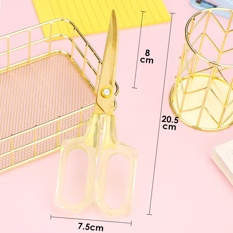 

Ins Гальванопокрытие нержавеющие офисные ножницы полупрозрачная ручка студенческий антипригарный клейкий резак для бумаги DIY Shear