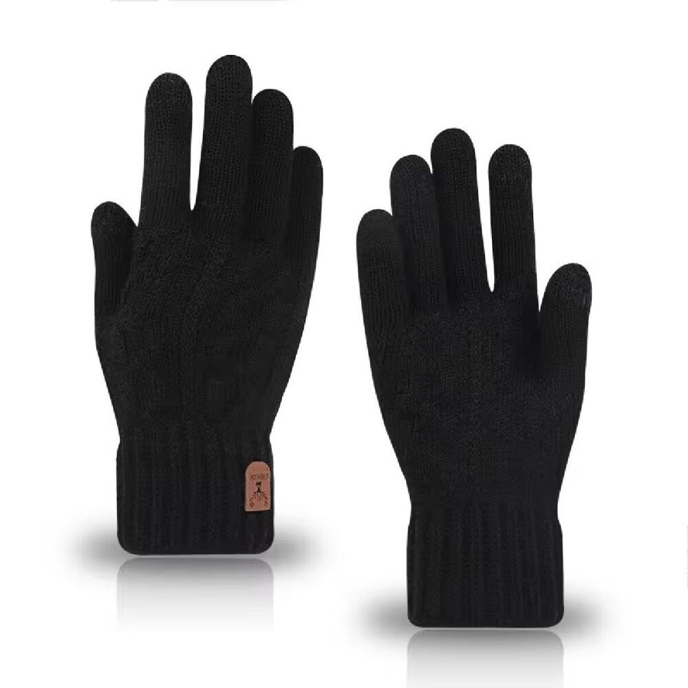 1Pair Winter Warm Gloves for Men and Women Touchscreen Thickened Knitted Gloves Outdoor Cycling Sports Cold Resistant Gloves