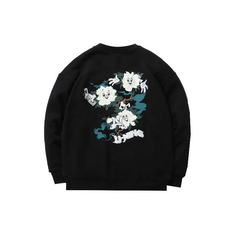 Li Ning X OG Slick Colaboração Pintura a Óleo em Aquarela Street Graffiti Moletom Gola Redonda Solto Mulher Moletom Preto AWDR232-2