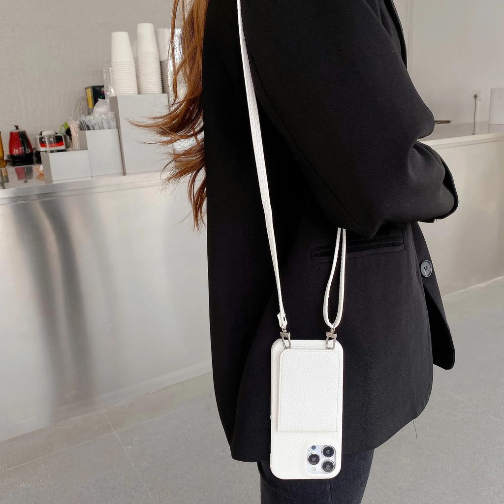 Lanyard Leather  Wallet Crossbody Phone Case for IPhone 15 14 13 12 11 Pro Max Mini X XR XS Max 7 8 Plus Card Slot Holder Cover