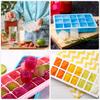 uxcell Set of 4 Ice Cube Trays with Removable Plastic Ice Cube Molds for Easy Stackable and Reusable for Blue Lids, Dispense, Mixology, Coffee, Fruit,