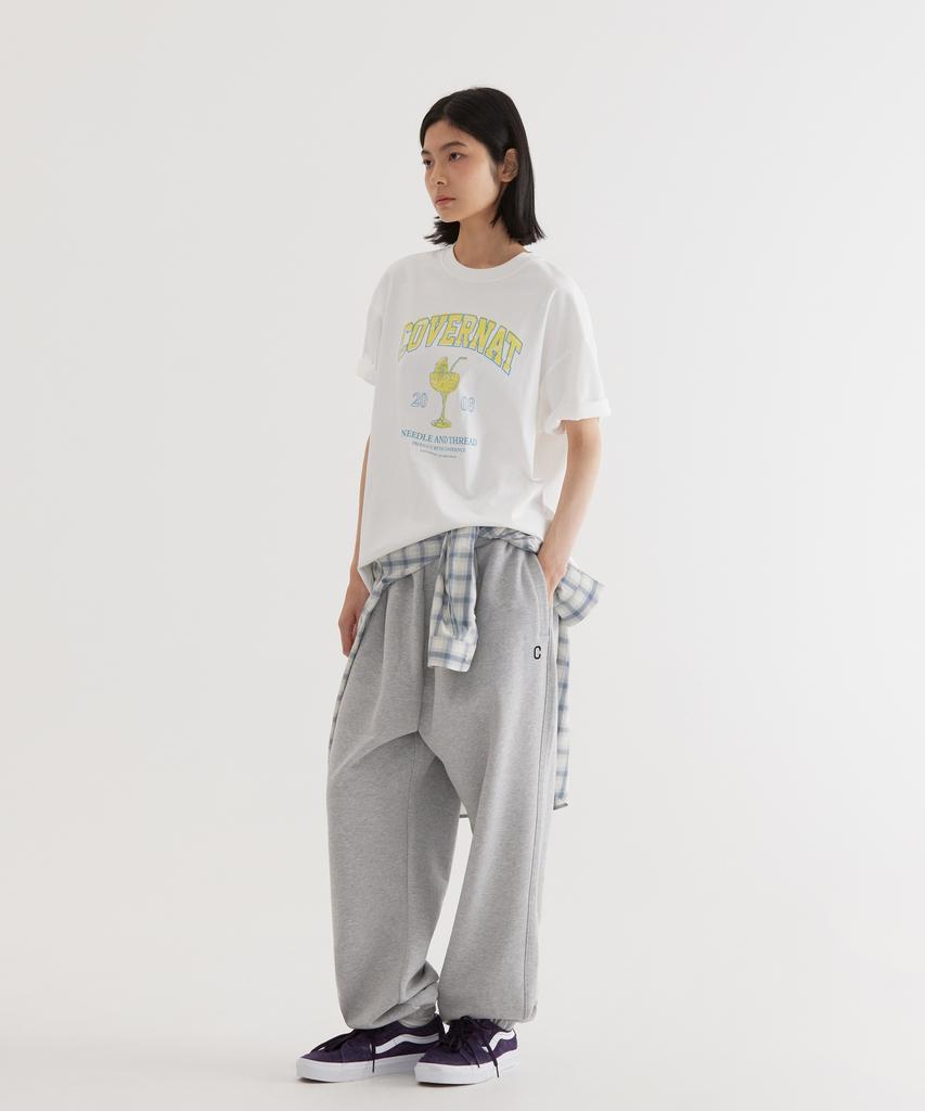 COVERNAT Wide C Logo Sweat Jogger Pants Melange Gray