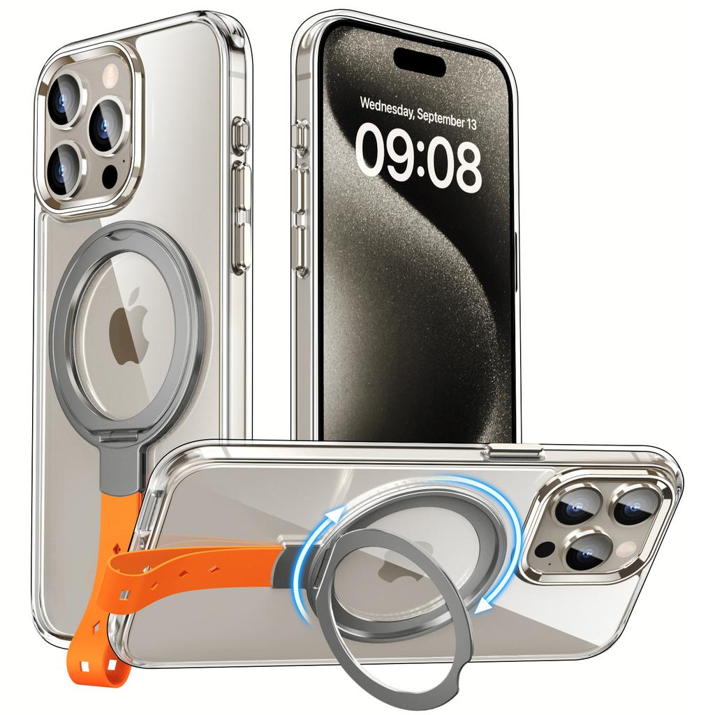 Für iPhone 15 Pro Max Hülle Magnetischer Ständer Sturzsicher Klar PC Handyhülle