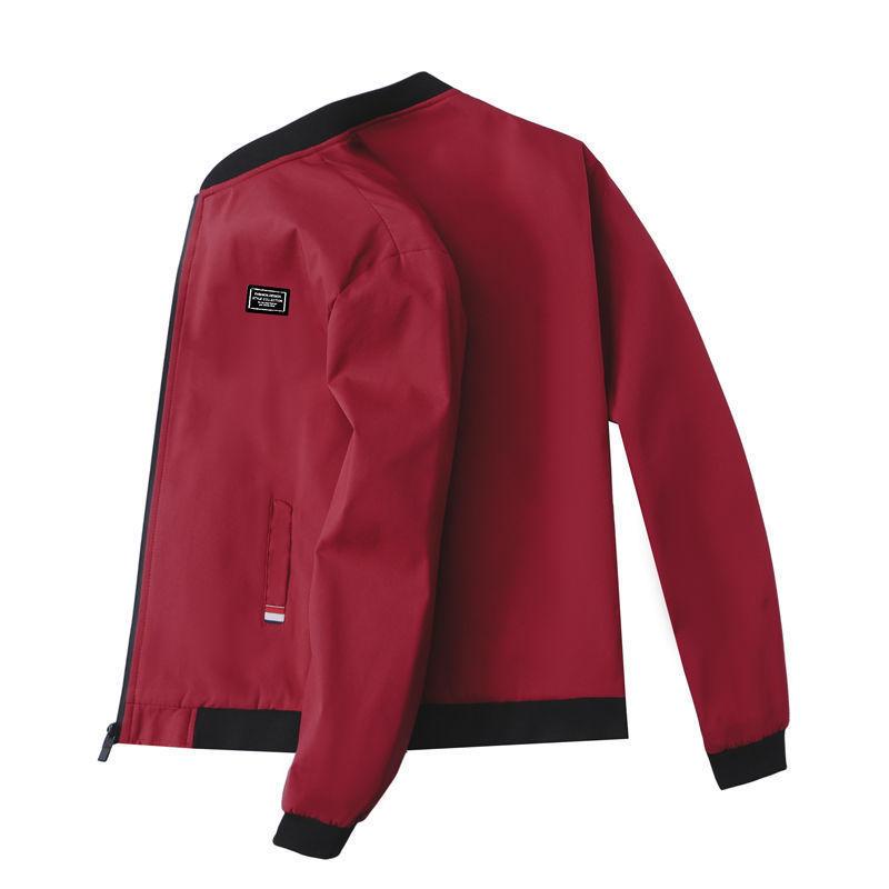 Men's Spring and Autumn Plus Size Zip Paragraph Jacket Jacket Casual Sports Simple Short Section Stand Up Collar Baseball Clothing Outerwear