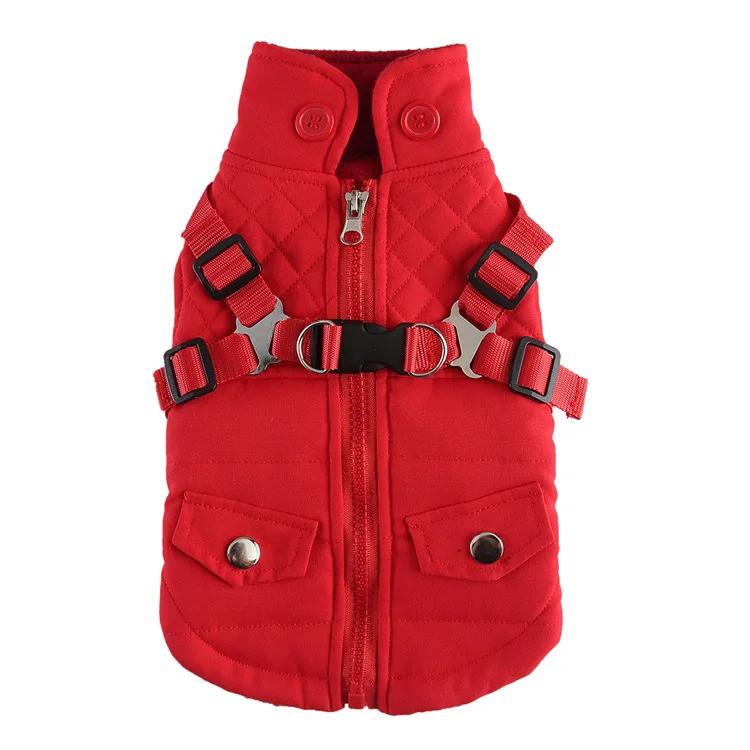 Winter Pet Chest and Back Universal Cotton-padded Dog Clothes Reflective Winter Pet Cotton-padded Clothes Traction Zipper
