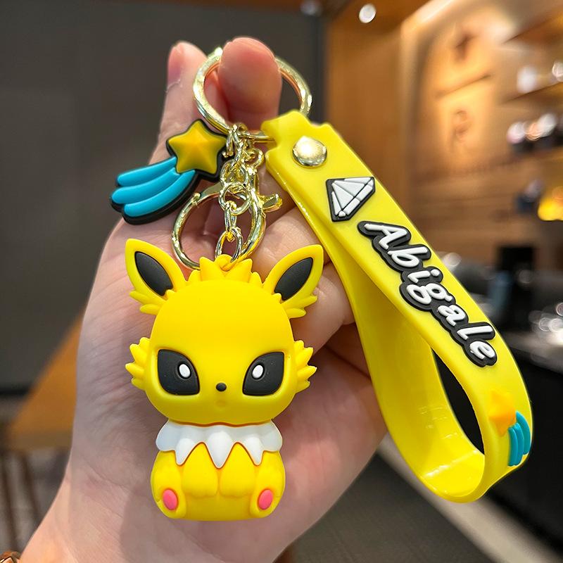 6cm Pokemon Anime Figure Eevee Pikachu Vaporeon Umbreon Glaceon PVC Figure Keychain Bag Keyring Children's Toys Birthday
