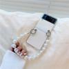 Luxury Pearl Lanyard Phone Case For Samsung Galaxy Zflip 4 Fashion Wristband Cover For Galaxy Z Flip Funda Capa Z Flip 3 5g Etui