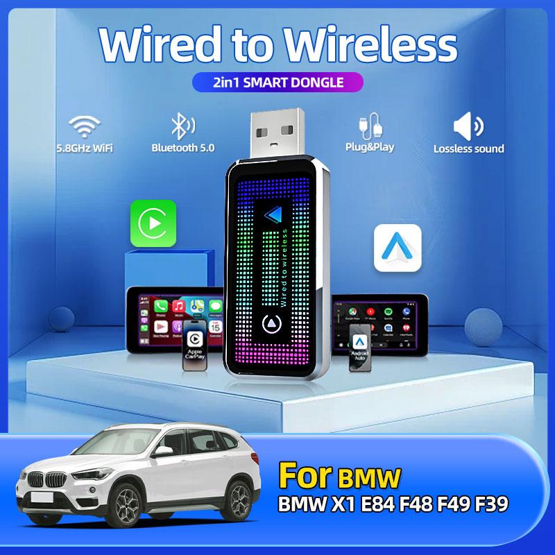 

2in1 Wireless CarPlay Android Auto Wireless Smart Dongle Mini Box Plug And Play For BMW 8 Series E31 G14 G15 G16 Car Accessories 31mm чёрный