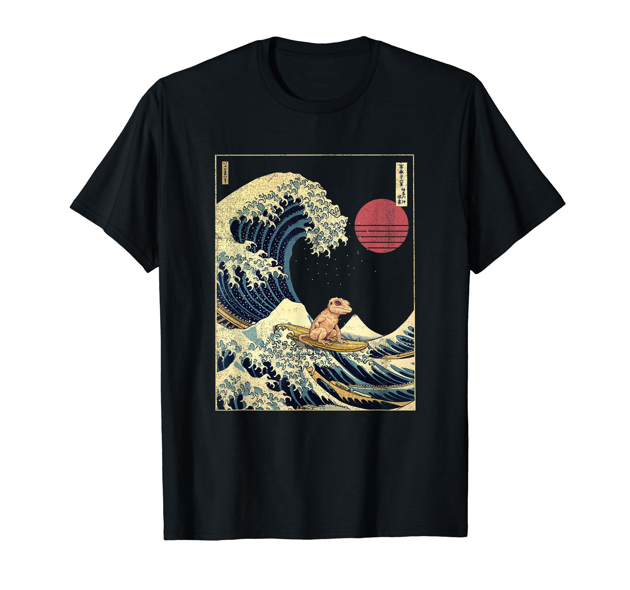 

Gecko Japanese Kanagawa Wave Funny Surf Animal T-Shirt