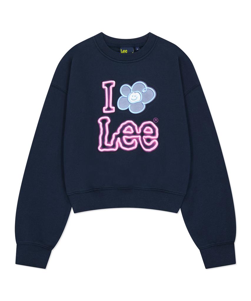 WACKY WILLY [Wacky Willy X Lee] Women'S I-Lil-Lil-Lil Graphic Crop Sweatshirt Navy