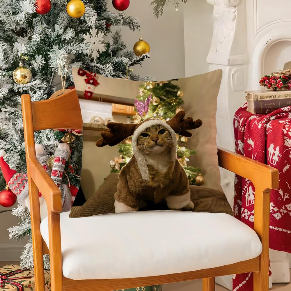 Fantasie und skurrile Tiere Weihnachten Dritter Kissenbezug Seidig Kurzer Plüsch mit Unsichtbarem Reißverschluss Staubdicht Sofa Kissenbezug