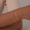 Stainless Steel Double Layer Knotted Stackable Bracelet Women 18K Gold Plated Minimalist Geometric Jewelry