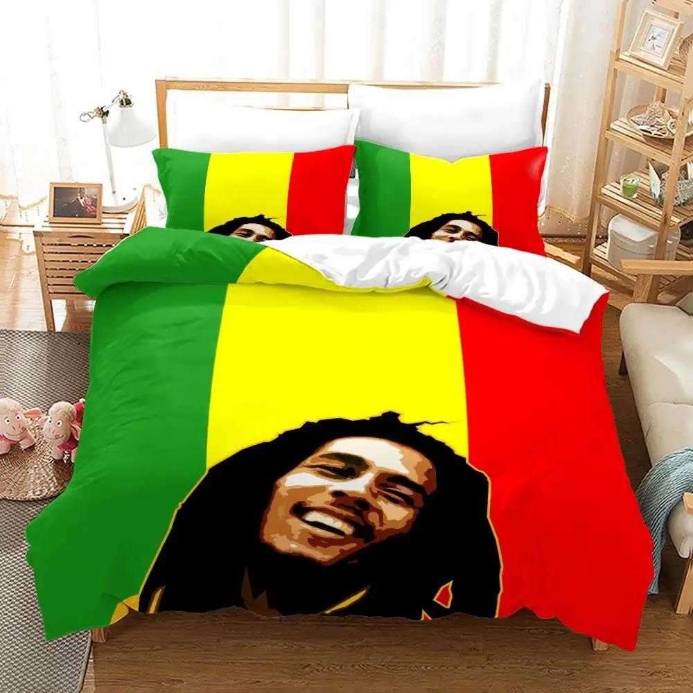 

Комплекты постельного белья Bob Marley Music Legends Jamaica Singer Удобные покрывала Queen King Size Комплекты постельного белья AU Double 180x210cm