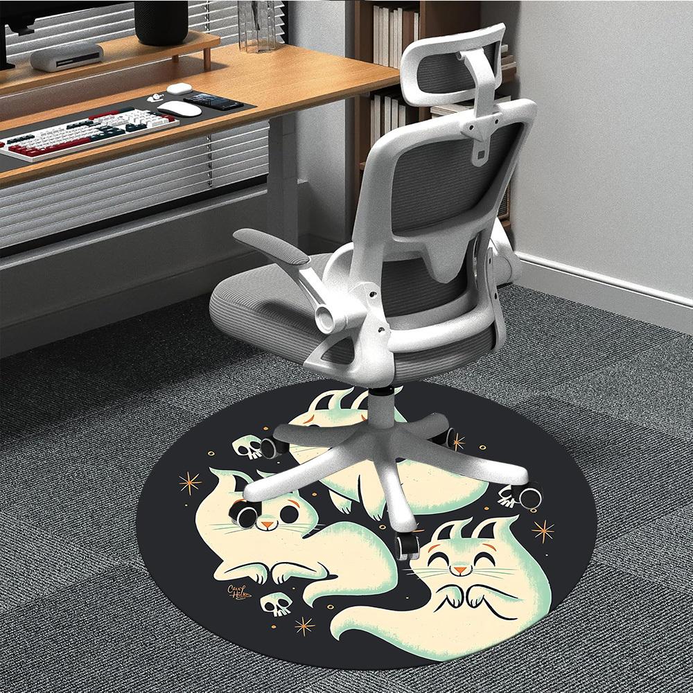 

1pc Ghost Bunny Office Round Area Rug, Under Office Chairs Bedroom Living Room Home Decor, Room Deco 80cm