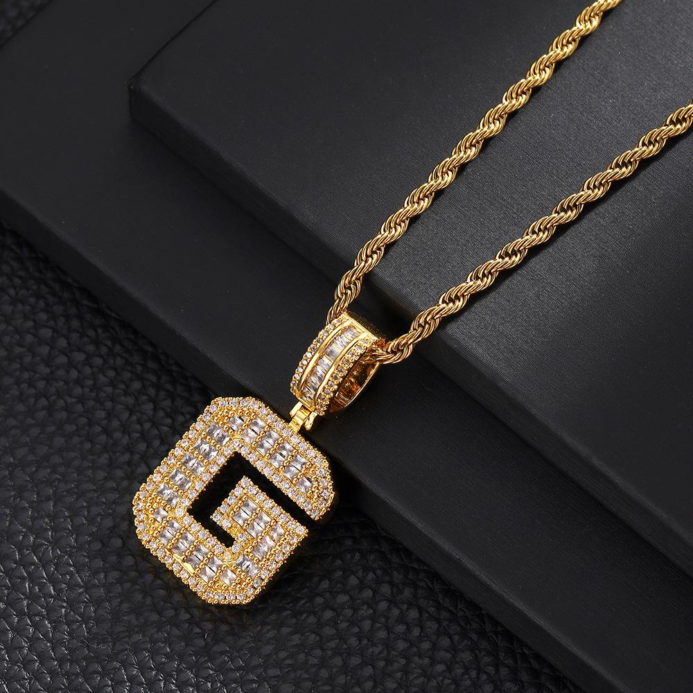 26 English Letters Pendant Necklace Copper Inlaid Zircon Versatile Jewelry Necklace