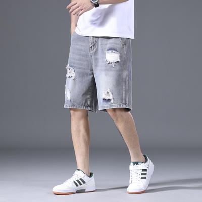 Shorts en jean déchirés style mendiant rétro décontracté pour hommes, pantalon cinq points ample d'été fin